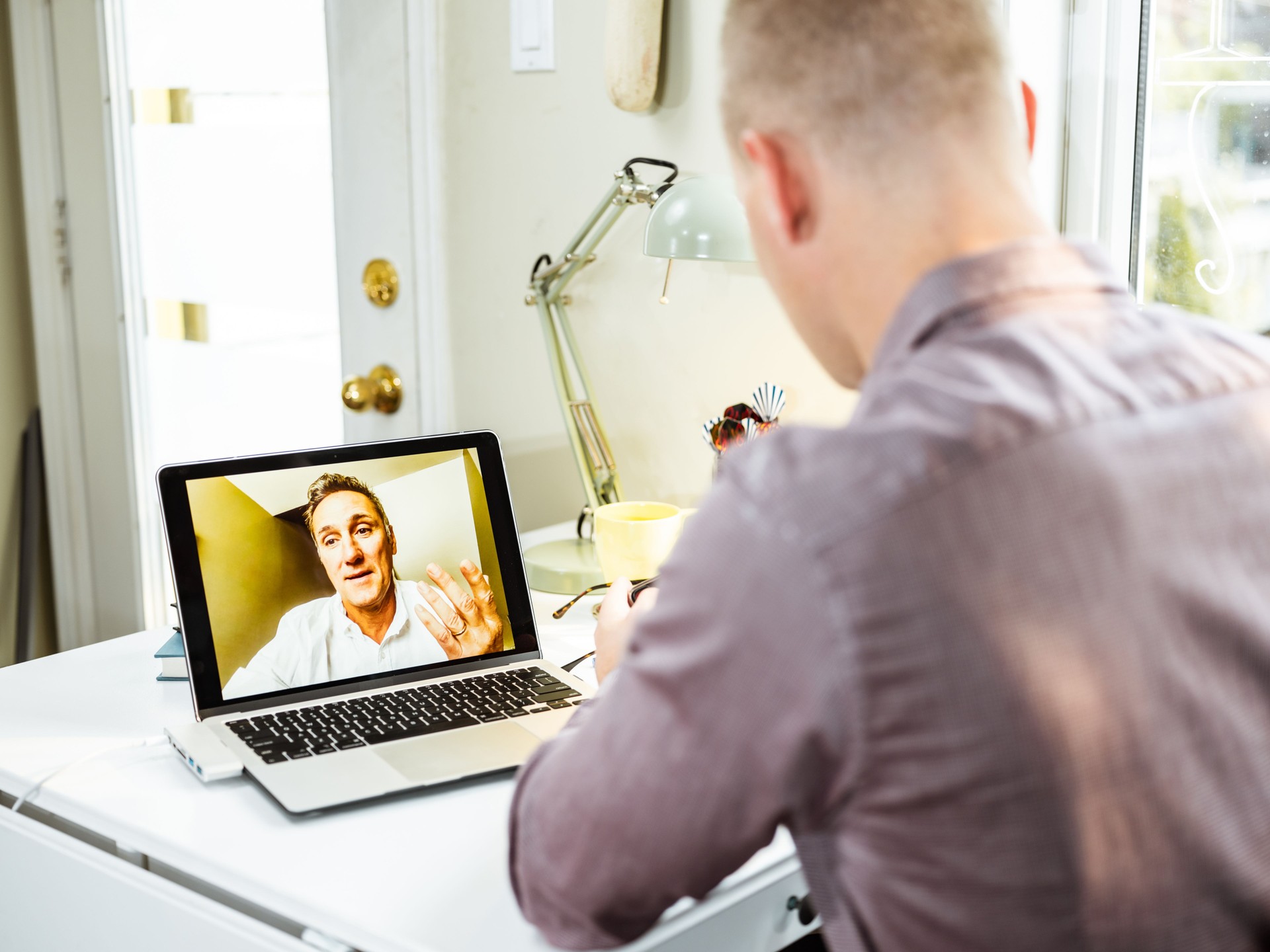 Young man working from home