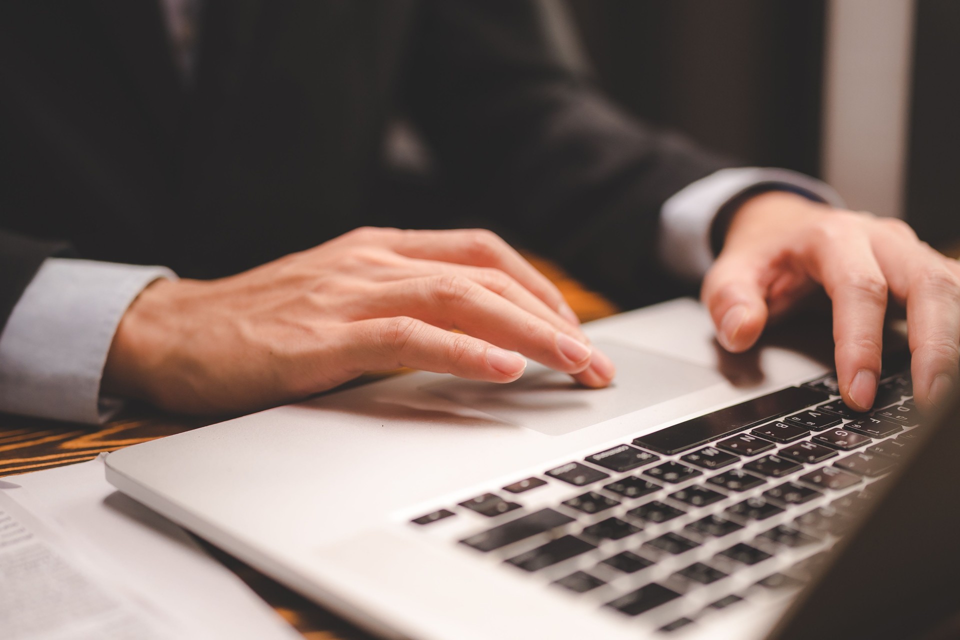 business person hands typing on computer keyboard closeup banner, businessman or student using laptop at home, online learning, internet marketing, working from home, office workplace freelance